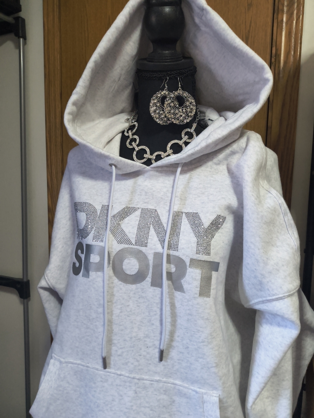 DKNY Bling 2x Sweat White Crystal Like Embellished Necklace/ Earrings X2
